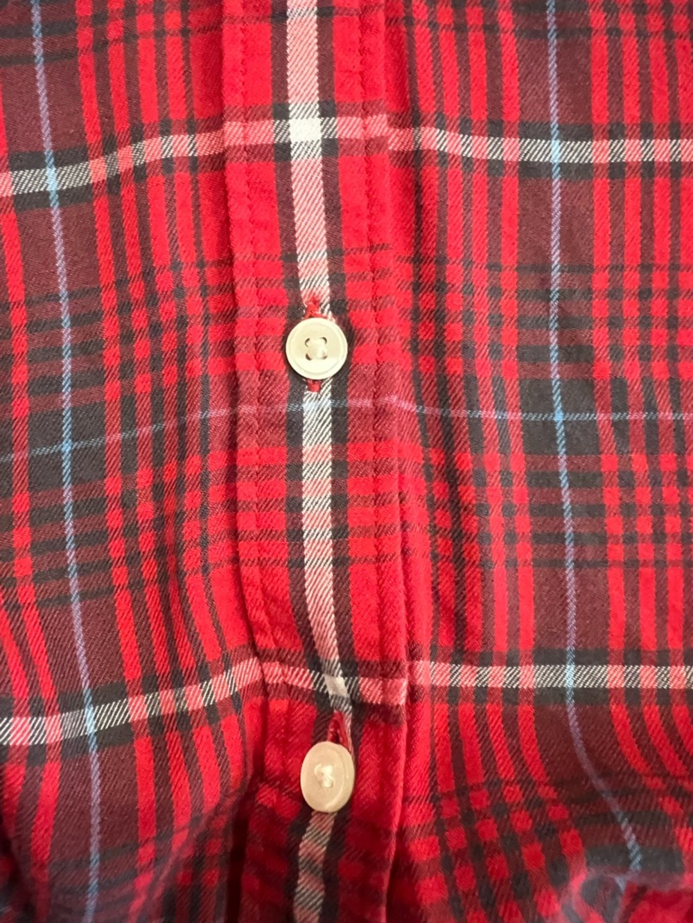 Levi’s Red Plaid Viscose High Low Blouse Size Large Lightweight Button Front - Picture 8 of 10